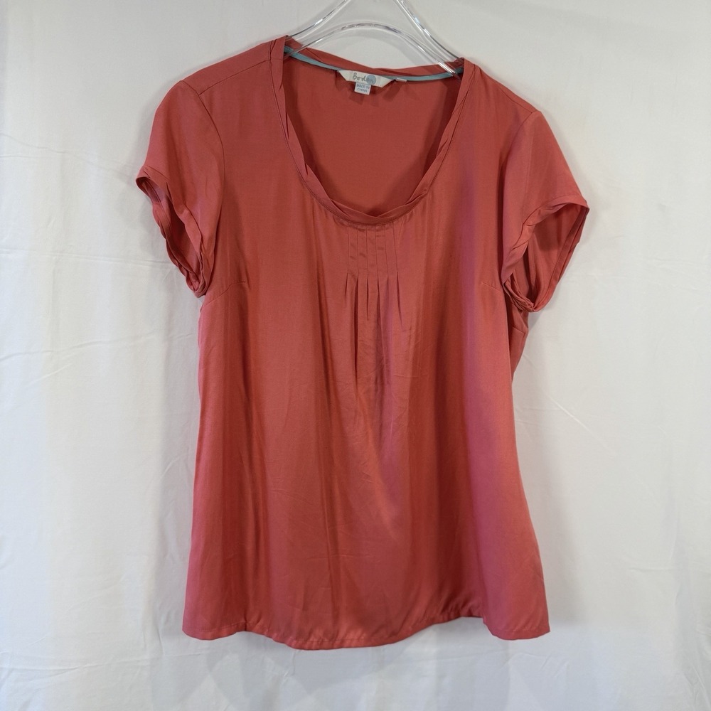 Boden Viscose Silk Blend Short Sleeve Blouse Womens Sz US 6 Coral
